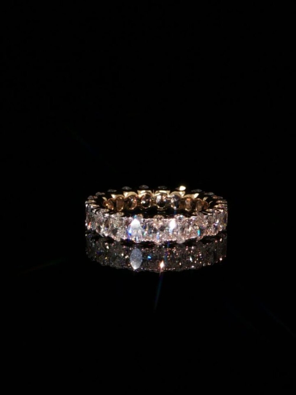 3.95 CTW Oval Lab Grown Diamond Eternity Ring in 14K Yellow Gold